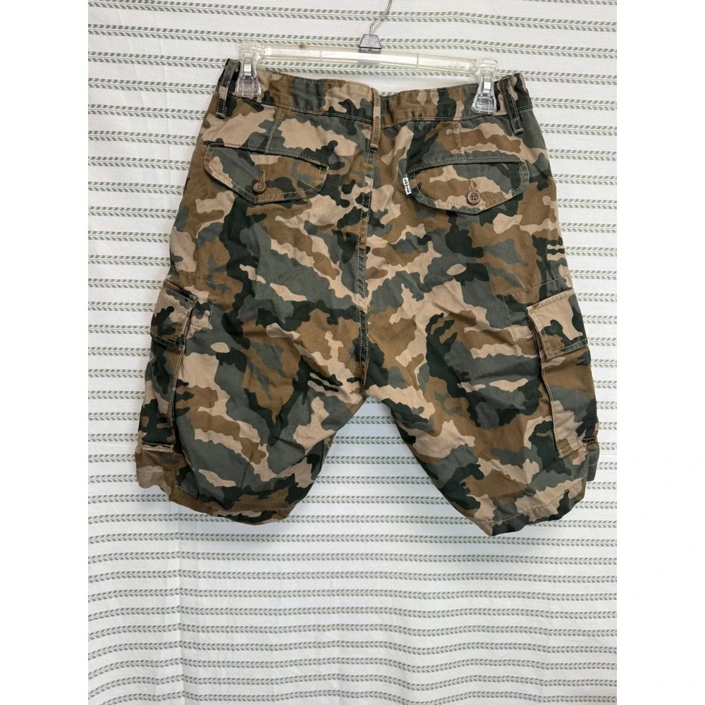 Levi Mens Cargo Shorts Woodland Camouflage Utility Straight Leg Cotton Size 29